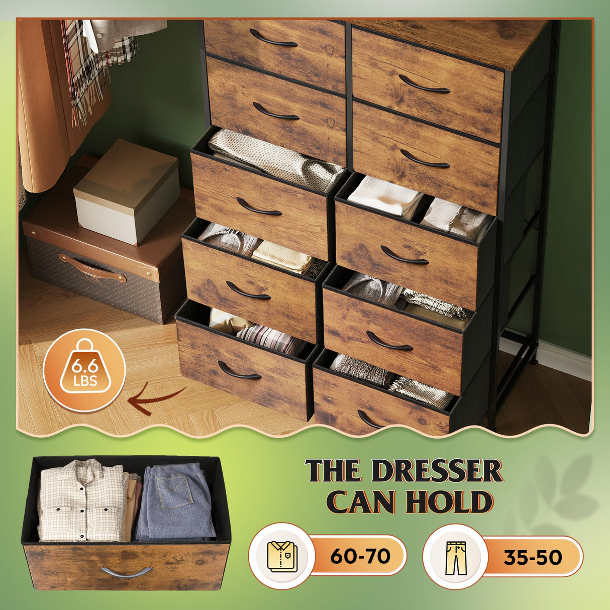 Tall Dresser for Bedroom with 10 Drawers, Chest of Drawers, Dressers Bedroom Furniture,