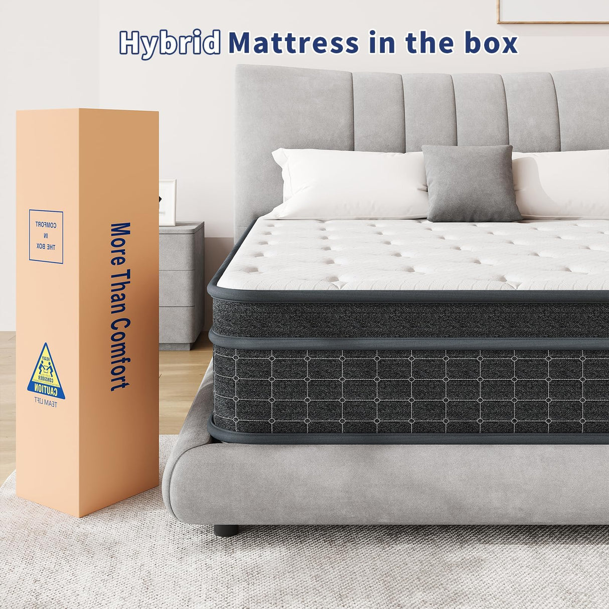 King Size Mattress, 12 Inch King Mattress in a Box, Memory Foam Hybrid Matress with Individual Pocket Spring