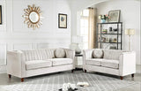 55" Modern Loveseat with Soft-Cushioned Backrest, Piped Details & Tapered Wood Legs