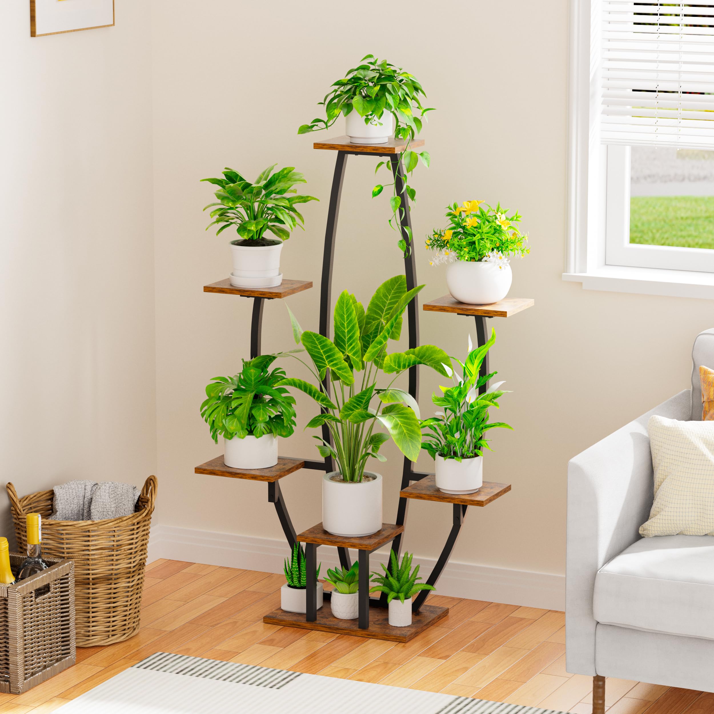 Plant Stand Indoor with Grow Lights - 7 Tiered Large Plant Shelf, 47" Corner Shelf