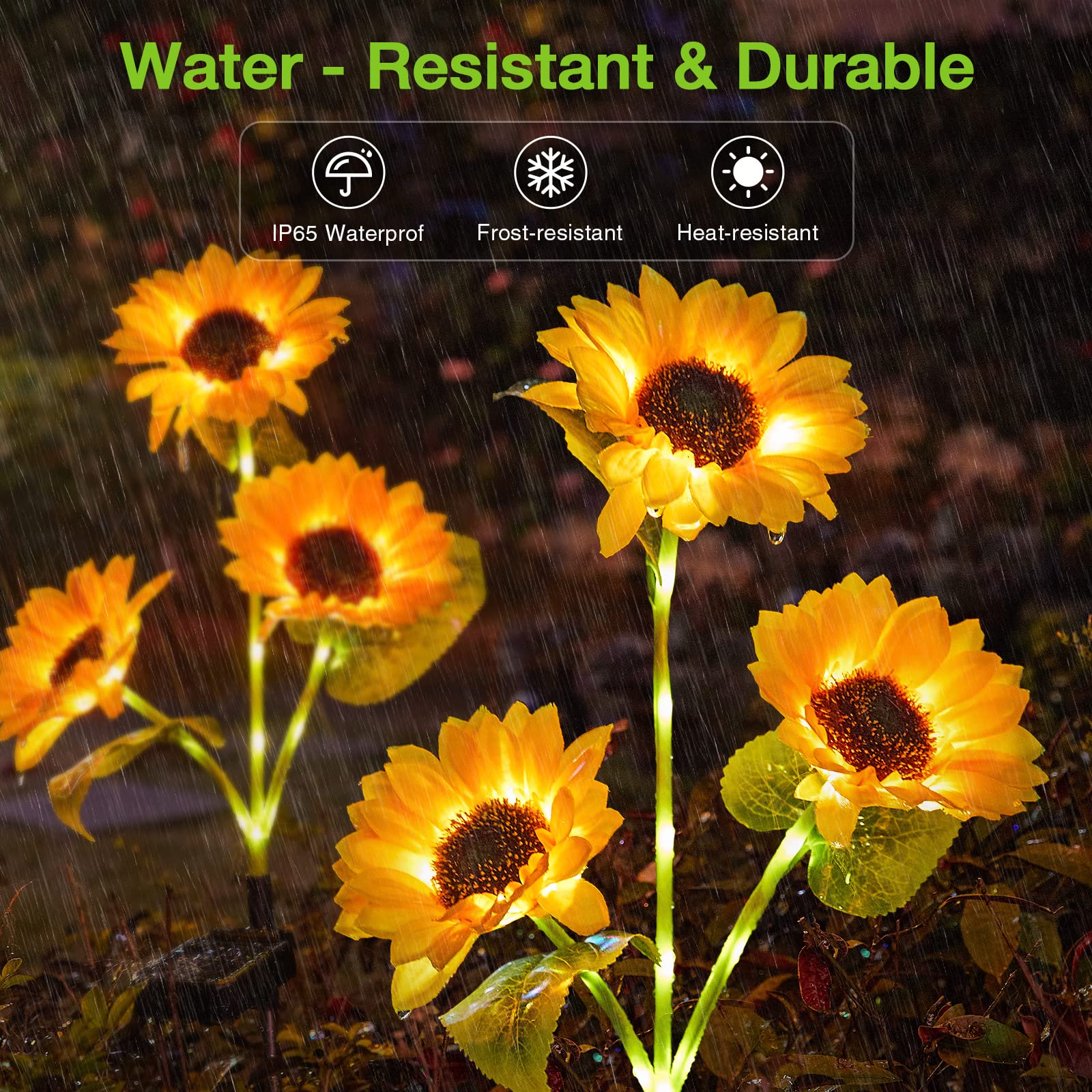 Solar Garden Lights Outdoor Waterproof, AHAORIGIN 3 Pack Sunflower Solar