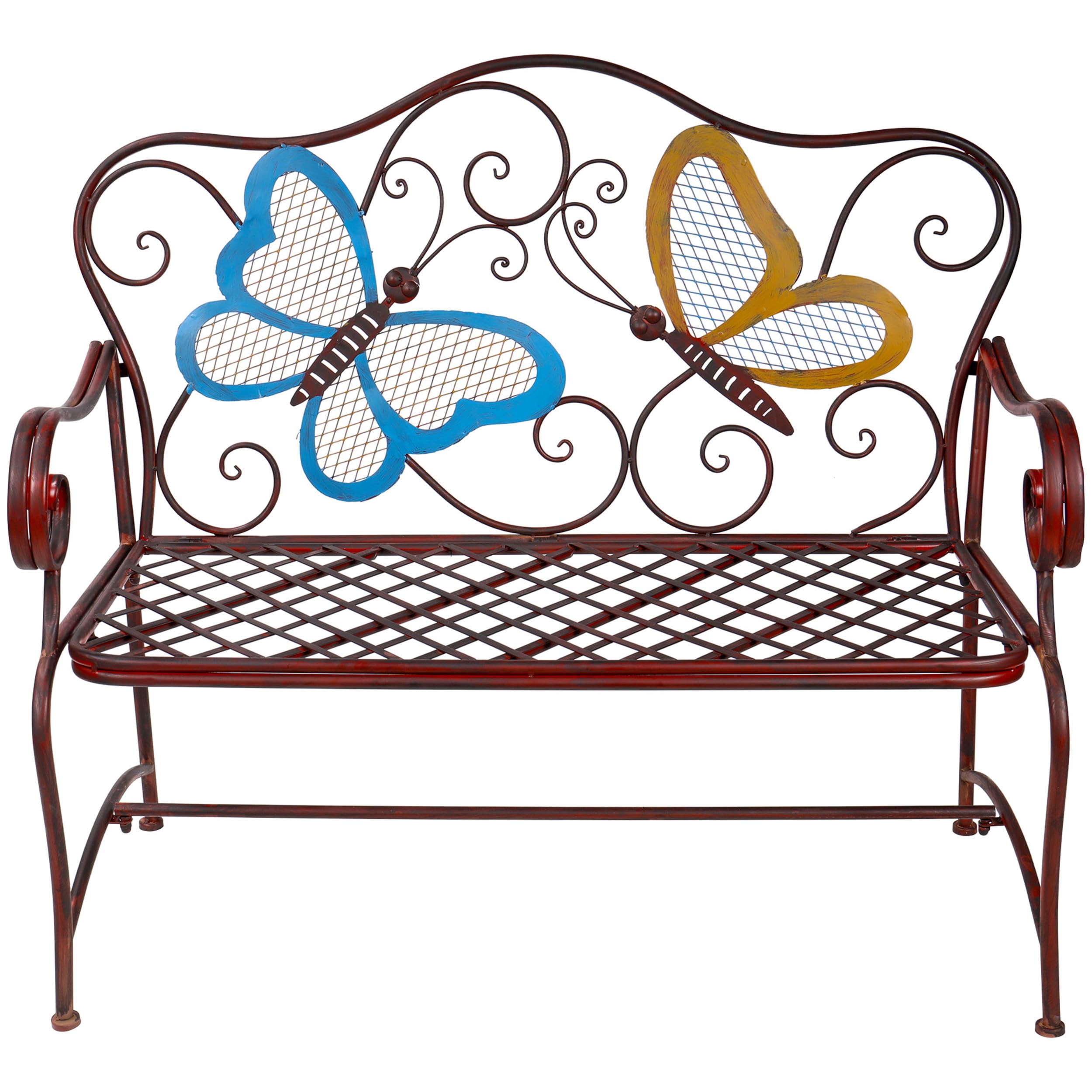 45" x 23" Outdoor 2-Person Butterfly Garden Bench