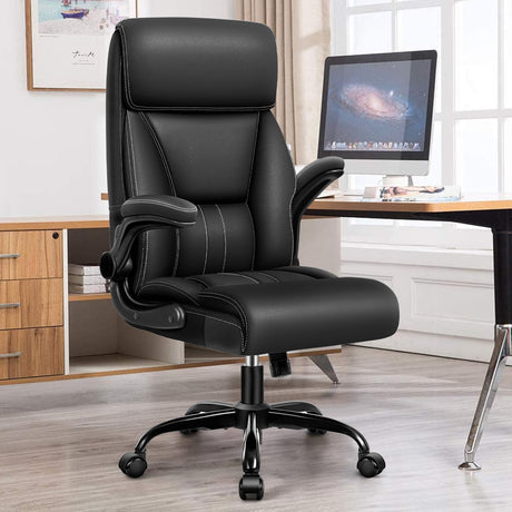 Executive Leather Chair Ergonomic Home Office Desk Chairs, High Back Lumbar Support