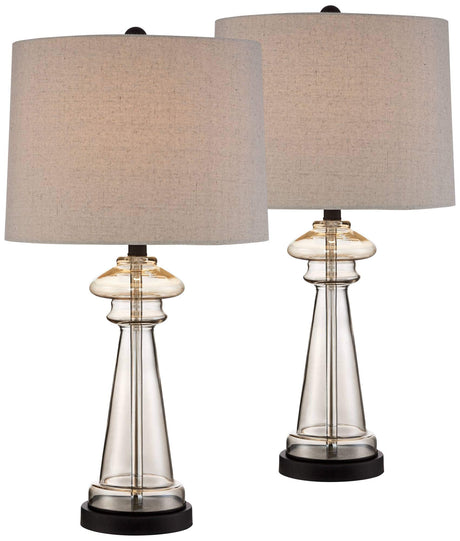 Dalia Traditional Country Cottage Table Lamps 27" Tall Set of 2 Clear Champagne Glass