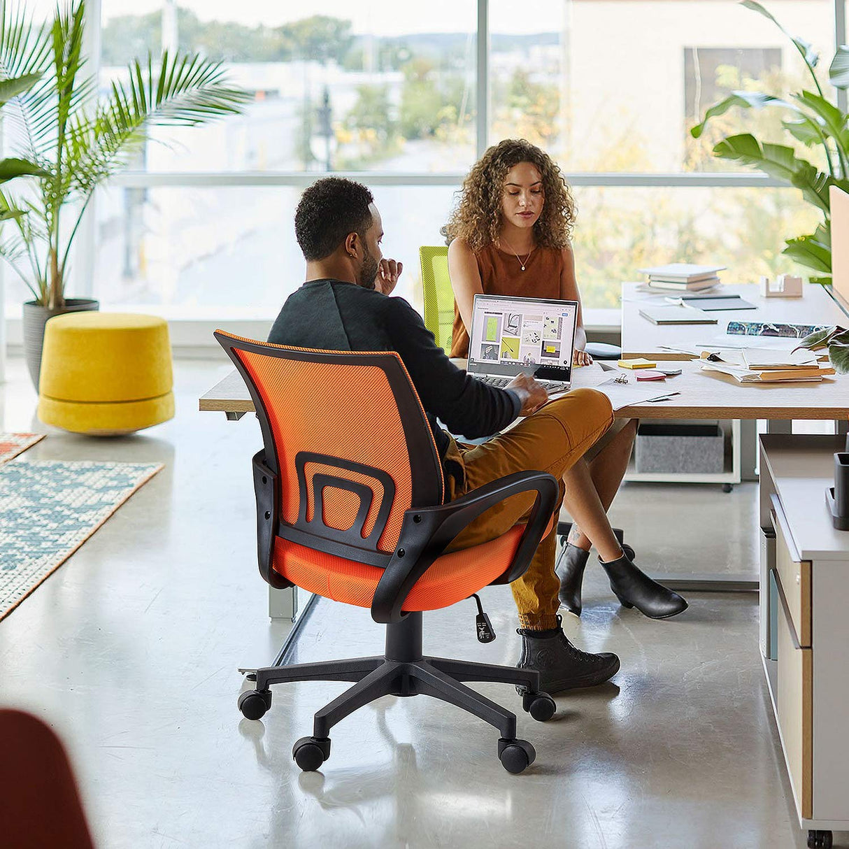 Ergonomic Mesh Office Chair with Lumbar Support - Mid Back Swivel Desk Chair