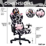 Cow Print Gaming Chair - Ergonomic Office Chair with Memory Foam & Lumbar Support