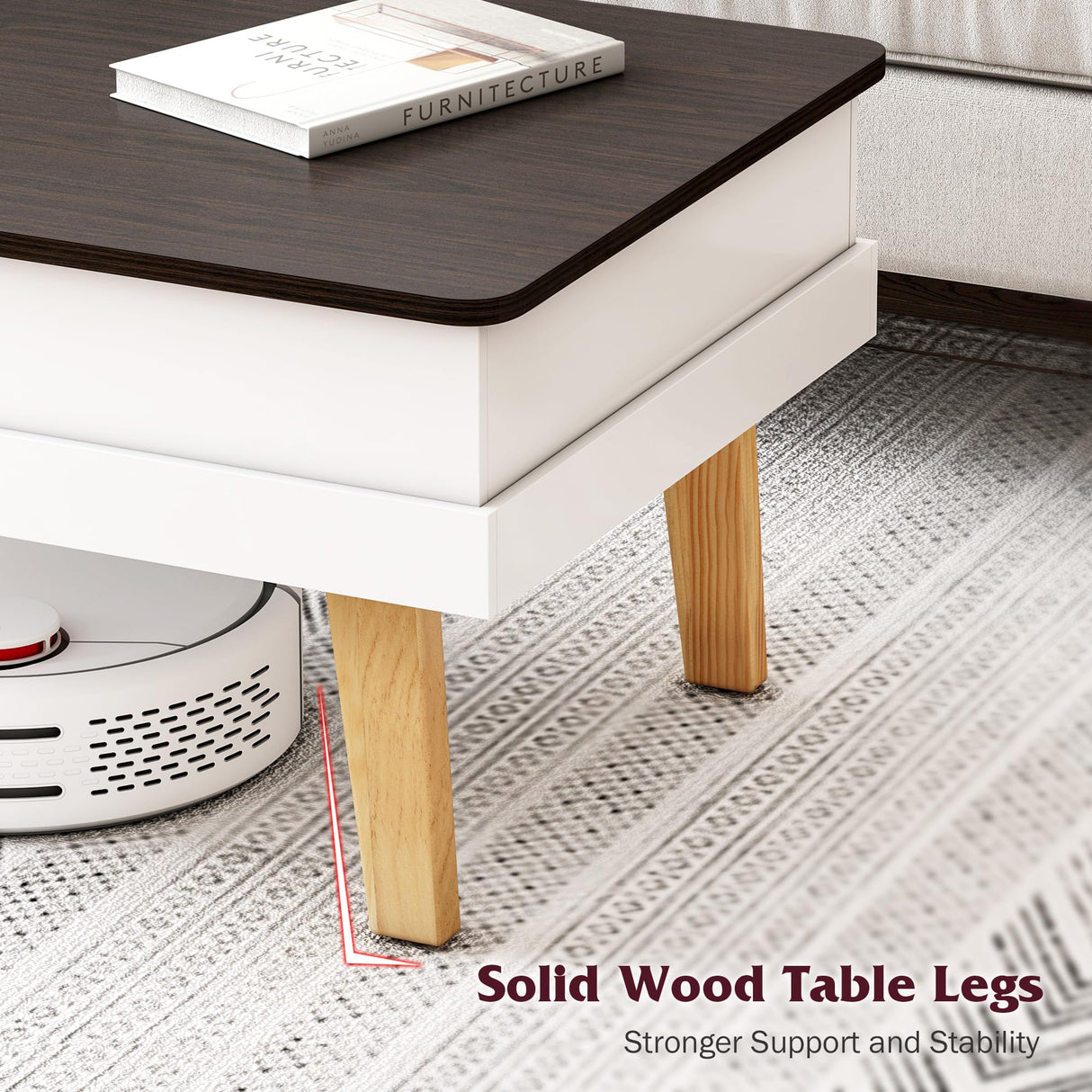 Lift Top Coffee Table, Easy-to-Assembly Coffee Table with Large Hidden Storage Compartment