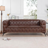 Chesterfield Loveseat, Modern 2 Seater Accent Sofa Velvet Couch with Square Arms