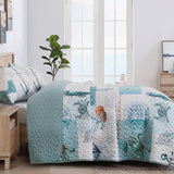 Quilt Set King Size Ocean Bedspread Coverlet Set 3 Piece-Soft Lightweight