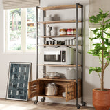 Bookshelf and Bookcase with Adjustable 5 Shelves, 70" H x 31.5" W Wide Bookshelves