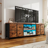 62.3" W Dresser for Bedroom,75" TV Stand Dresser with Charging Station and LED Lights,