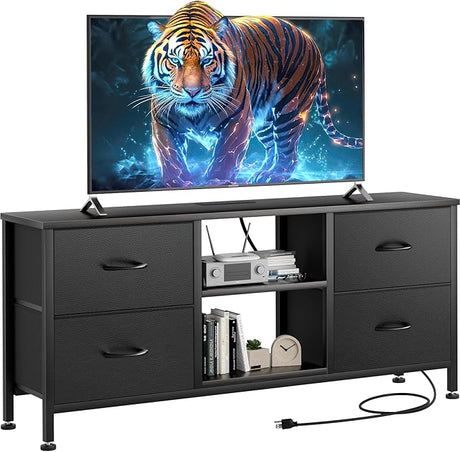 TV Stand Dresser for Bedroom, Entertainment Center with Power Outlet for 50" TV,