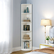 5-Tier Corner Shelf, 70.8" Tall Modern Free Standing Corner Bookshelf, 5 Shelf Display Corner Bookcase and Bookshelves,Wooden Open Storage Book Shelves for Living Room, Home Office, White