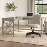 Key West L Shaped Desk, 60-inch Modern Farmhouse Writing Desk for Home Office