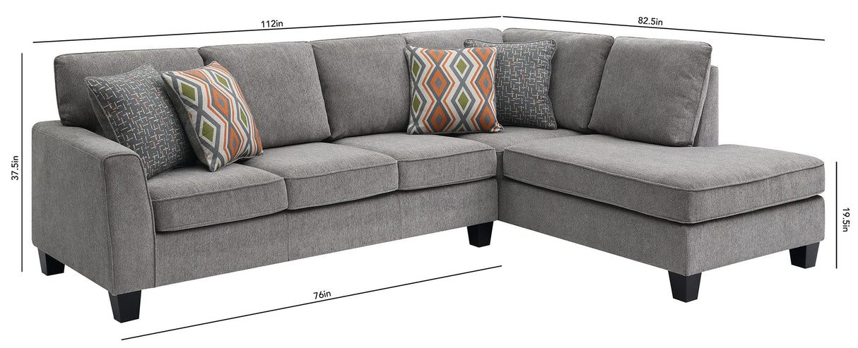 Sectional Sofa with 4 Cushions, Modern Tufted Micro Cloth L-Shaped Sofa Couch, with Memory Foam, 5 Seat Modular sectional Sofa with Reversible Chaise - Light Grey - Oliver & Smith