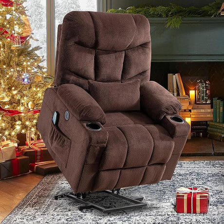 Power Lift Recliner Chair for Elderly, Lift Chair with Heat and Massage, Power Lift Recliner Chair for Living Room with Infinite Position, USB-A＆C, Cup Holder, Side Pocket