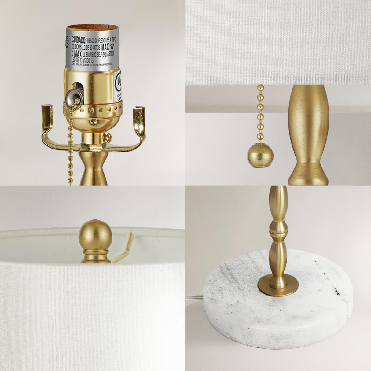 Modern Buffet Lamps Set of 2 - Marble Base with Brass Finish