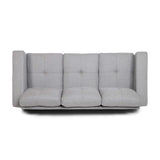 Viviana Three Seater Sofa with Wood Legs, Gray and Natural Finish