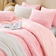 Fluffy Comforter Full Set - Soft Fuzzy Sherpa Pink Comforter for Full Size Bed
