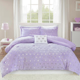 Comforter Set for, Ultra-Soft Microlight Plush Metallic Printed Hearts Brushed Reverse Overfilled Down