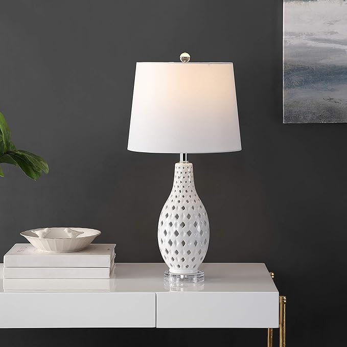 Lighting Collection Harlem Trellis Navy Ceramic 26-inch Bedroom