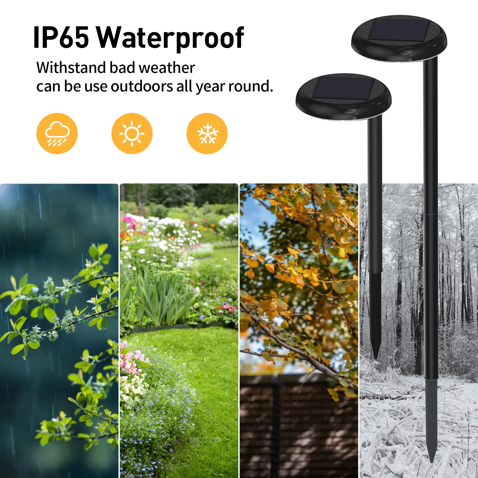 Solar Pathway Lights - Super Bright 300 Lumens with 2-in-1 Warm White & Daylight Color,