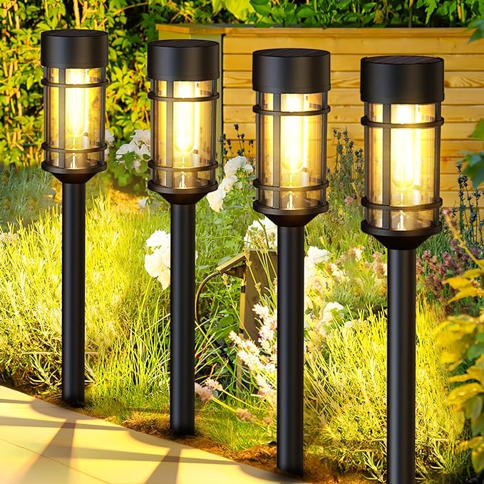 Solar Pathway Lights Outdoor 8 Pack, Solar Lights Outdoor Waterproof IP65, LED Solar