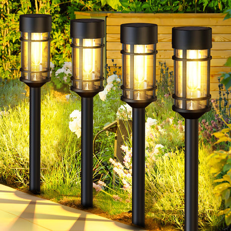 Solar Pathway Lights 8 Pack, Bright Solar Lights Outdoor Waterproof IP65, LED Solar Garden