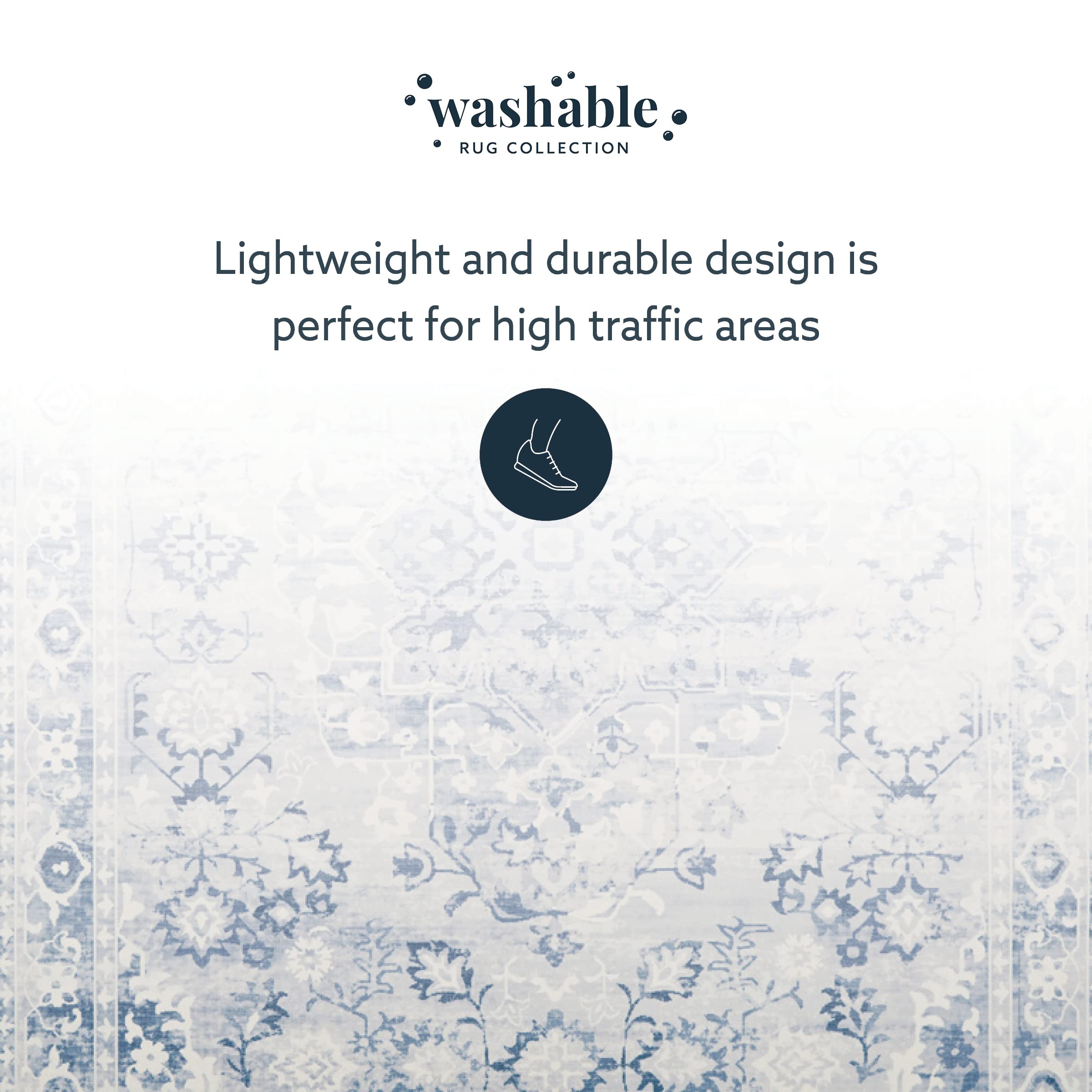 The Anywhere Washable Rug Klinch Grey & Ivory 5' X 7' Area Rug