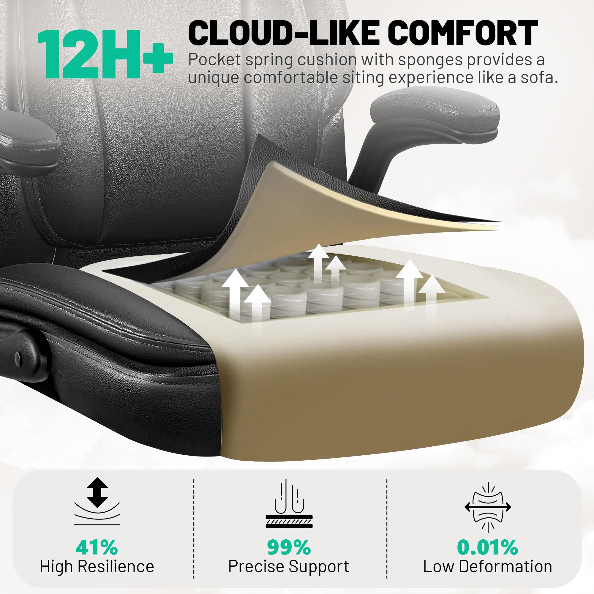 Ergonomic Office Chair with Lumbar Support and Adjustable Headrest