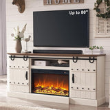 70" Fireplace TV Stand for 75 80 Inch TV, Farmhouse Highboy Entertainment Center