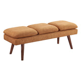 Amanda 54" Mid-Century Bench with Cushions and Solid Wood Tapered Legs,