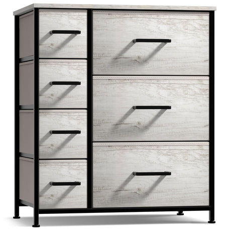 Dresser with 7 Faux Wood Drawers - Storage Unit Organizer Chest for Clothes - Bedroom,