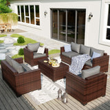 Outdoor Storage Table Patio Coffee Table All Weather Wicker Side Table