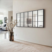 Window Pane Wall Mirror 70"x 36" - Full Length Mirror- Window Finished Black Metal Mirror