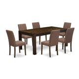 Lismore 7 Piece Modern Dining Set Consist of a Rectangle Rustic Wood Wooden