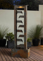 Zigzag Zen 49" Slate Stone Waterfall Fountain with Light - John Timberland