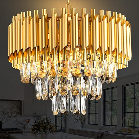 Modern Crystal Chandelier 12 Lights Gold Chandeliers for Dining Room Chandeliers Crystal Living Room