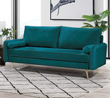 Kent Modern Sofa, European Style Velvet Living Room Furniture with Tapered Legs, Vintage Flair, and Sleek Design, Couch, Greenish Yellow