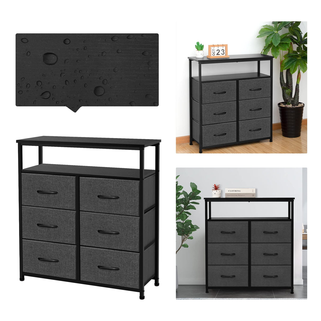 Concept Dresser Double Shelf, Tall Storage Organizer Unit for Bedroom/Entryway/Living