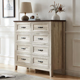 Dresser for Bedroom, 8 Drawer Dresser with Metal Handles, White Chest of Drawers