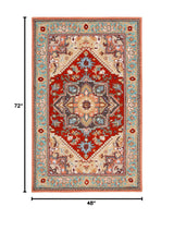 Heritage Collection Area Rug - 4' x 6', Red & Pink, Traditional Oriental Design