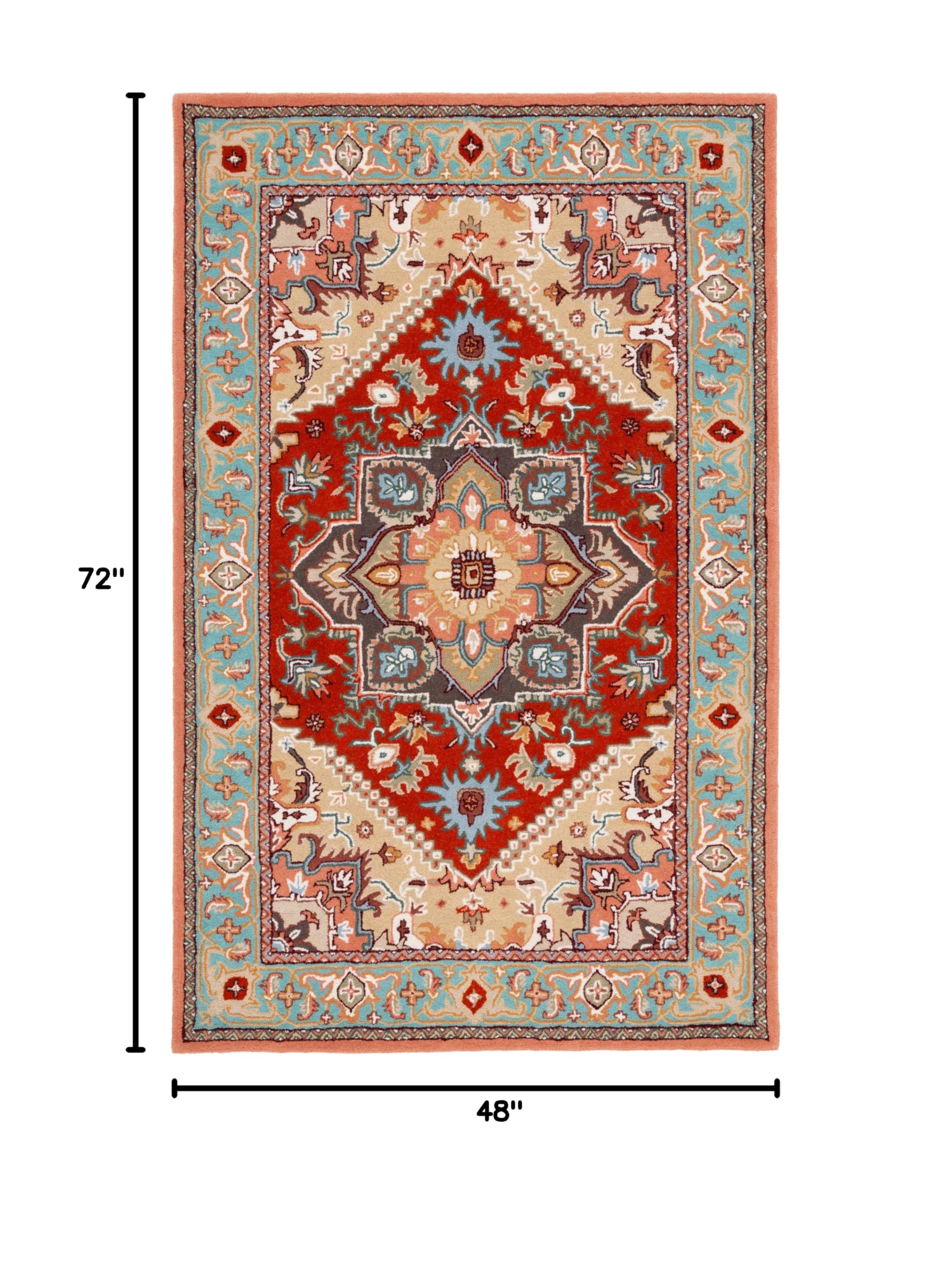 Heritage Collection Area Rug - 4' x 6', Red & Pink, Traditional Oriental Design
