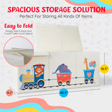 Extra Large Toy Box, Collapsible Sturdy Toy Storage Organizer with Lids, Animal Train Toy Box for Boys Girls, 40"x16"x16" Kids Toy Chest Bin Box Baskets for Playroom, Closet, Bedroom, Nursery, Beige