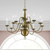 5014-01 Williamsburg 12-Light Chandelier, Antique Brass