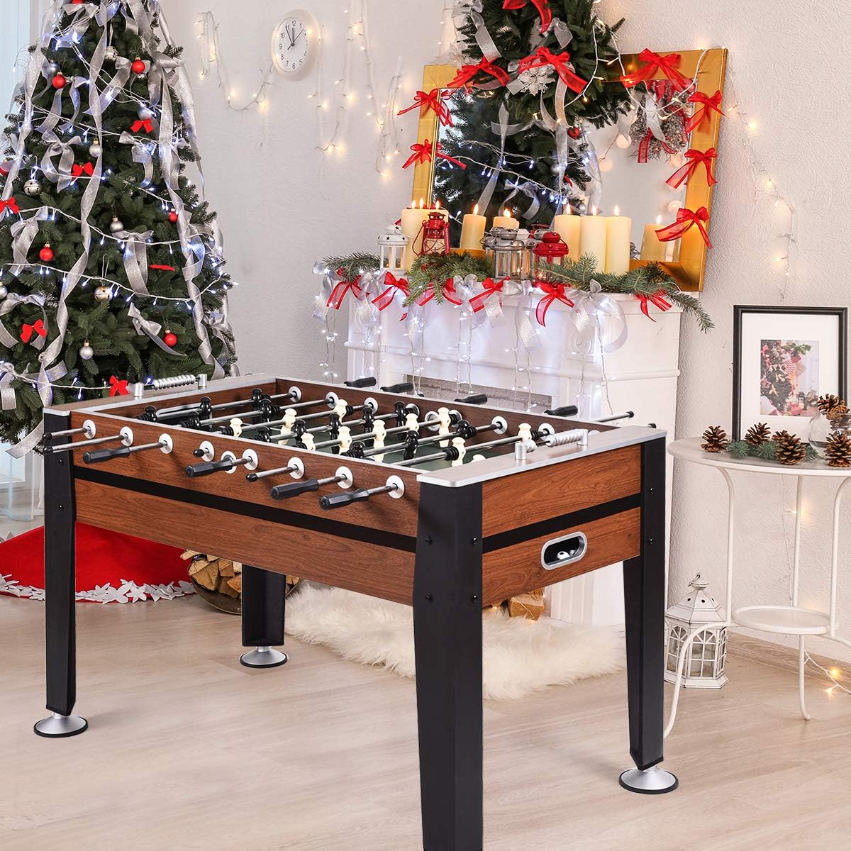 Foosball Table, 54” Full Sized Soccer Game Table with 2 Footballs