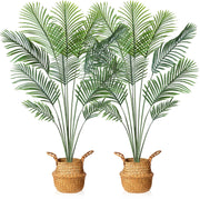 Artificial Areca Palm Tree 5 Feet Fake Tropical Palm Plant and Handmade Seagrass Baket