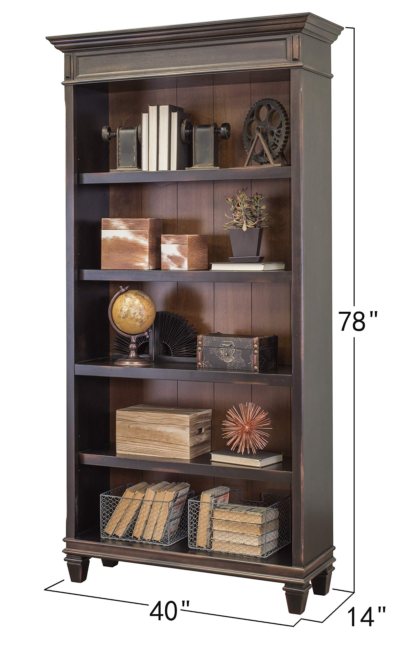 Hartford Open Wood Bookcase, Storage Cabinet, Office Shelves, Brown (IMHF4078)