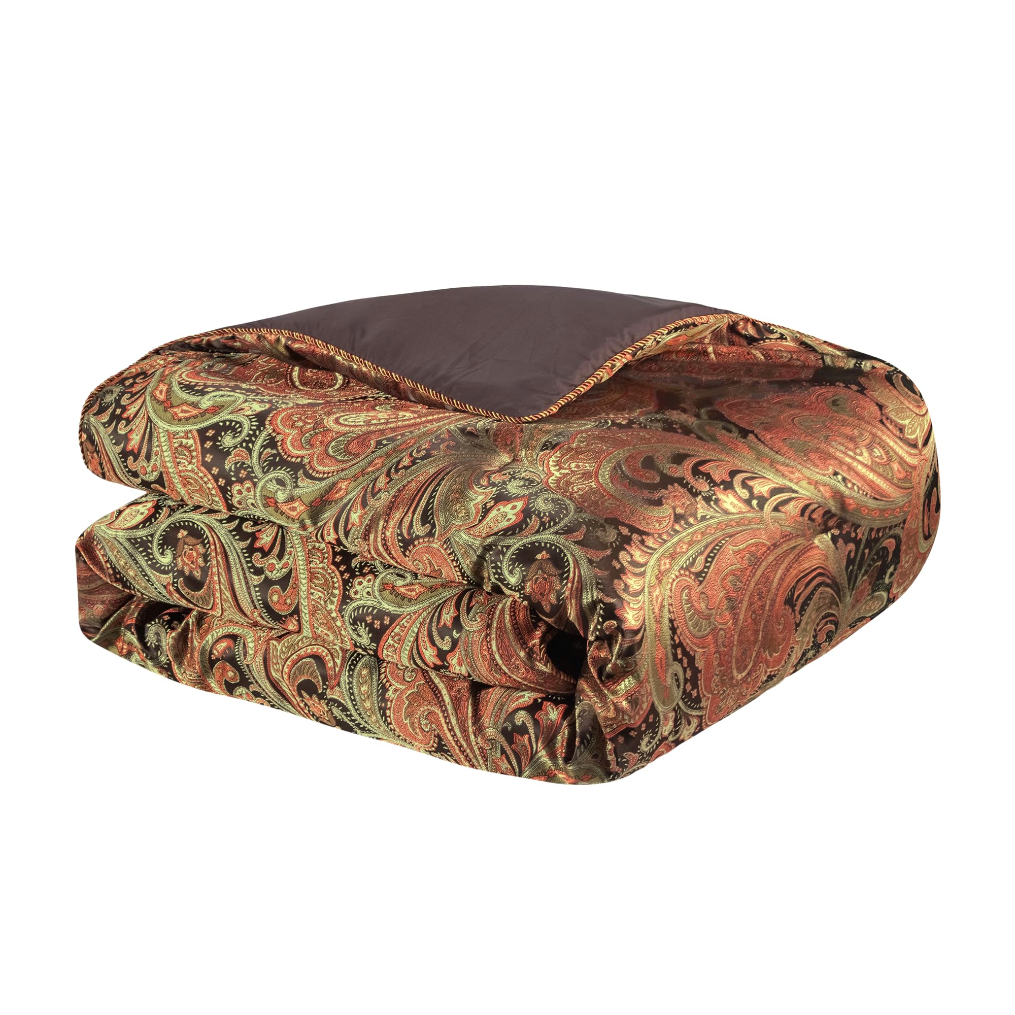 9-Piece Jacquard Comforter Set King - Classic Paisley Damask Bedding