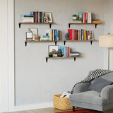 Arras Wood Floating Shelves for Wall Storage, 24" Living Room Bookshelves